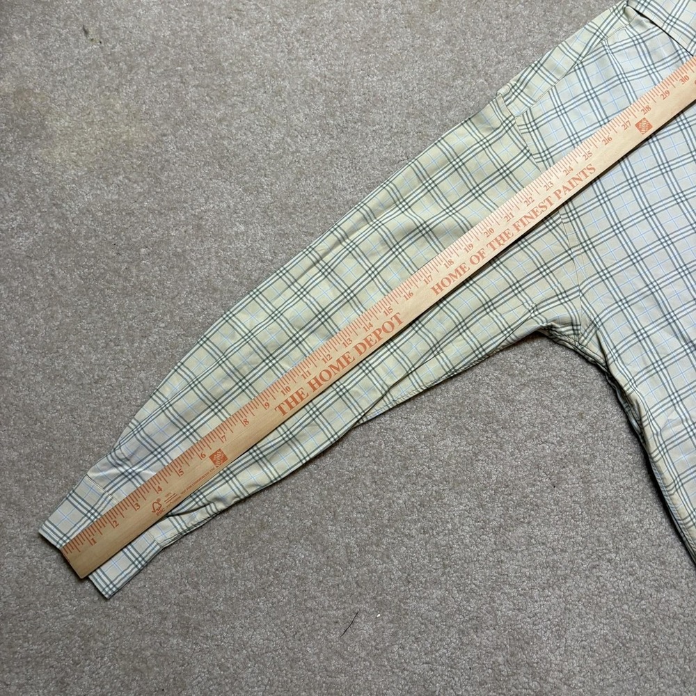 Burberry London Shirt Mens Medium Beige Plaid Twill Button Down LS USA Distress - Picture 8 of 16